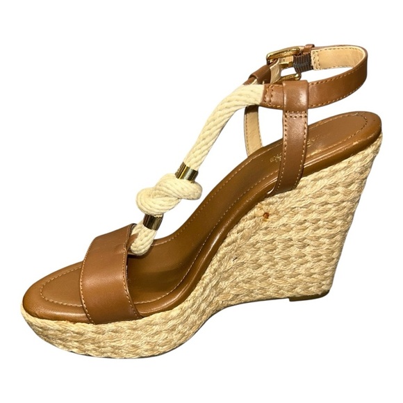 Michael Kors Holly Sandals Women's Size 6M Brown Rope Trim Wedge Heel - Picture 3 of 15
